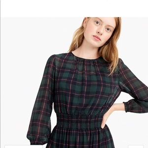 BNWT - J Crew cinched-waist dress in Black Watch